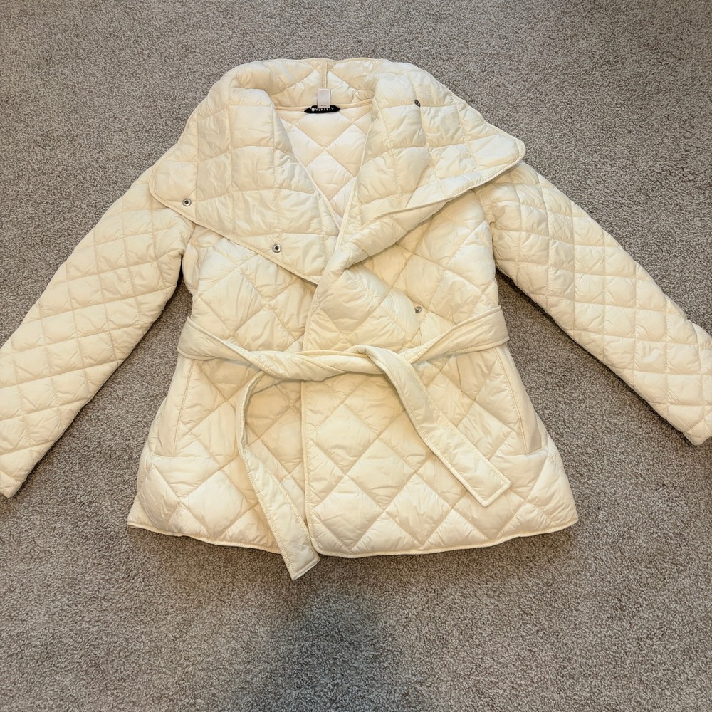 Athleta Whisper Featherless Wrap Coat Womens S Cream White Puffer Lightweight